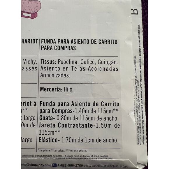 Simplicity 2109 pattern shopping cart seat cover - Picture 6 of 6